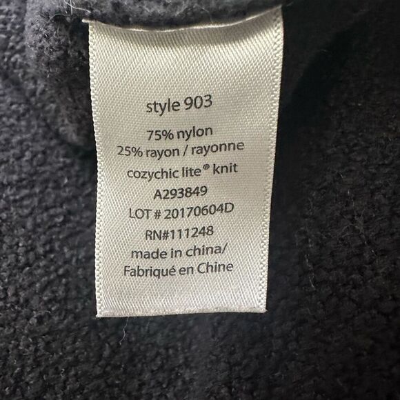 Barefoot Dreams cozy Chic Lite Black OpenFront Waterfall Fuzzy Knit Cardigan M/L - Picture 7 of 10